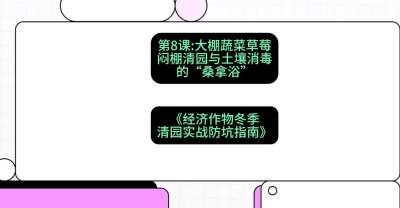 第8节：【大棚蔬菜草莓】闷棚清园与土壤消毒的&ldquo;桑拿浴&rdquo;，课程：《经济作物冬季清园&middot;实战防坑指南》#识农AI