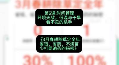 第6节：时间管理环境天敌，低温与干旱&mdash;&mdash;看不见的杀手，课程：《3月春耕除草定全年：省钱、省药、不烧苗、少打两遍药的秘密》